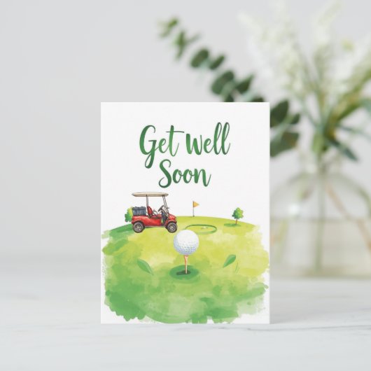 Golf Get Well Soon Kaart – Waterverf Golfbaan (Staand voorkant)