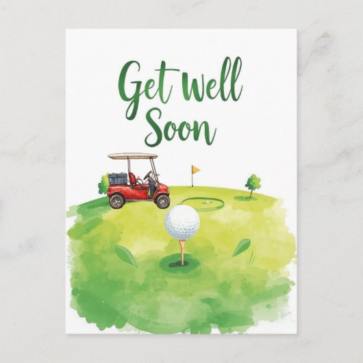 Golf Get Well Soon Kaart – Waterverf Golfbaan (Voorkant)