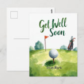Golf Get Well Soon Kaart – Waterverf Golfbaan (Voorkant / Achterkant)