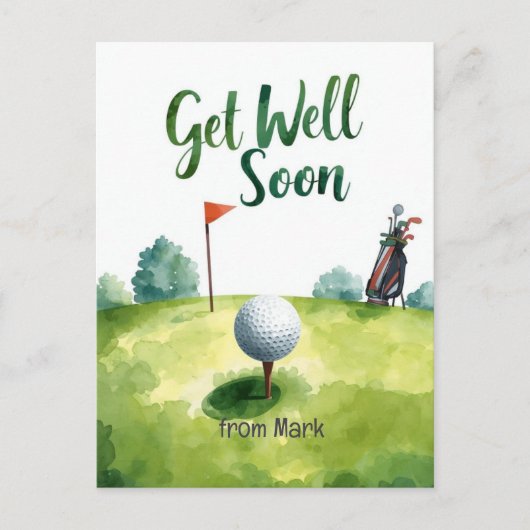 Golf Get Well Soon Kaart – Waterverf Golfbaan (Voorkant)