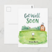 Golf Get Well Soon Kaart – Waterverf Golfbaan (Voorkant / Achterkant)