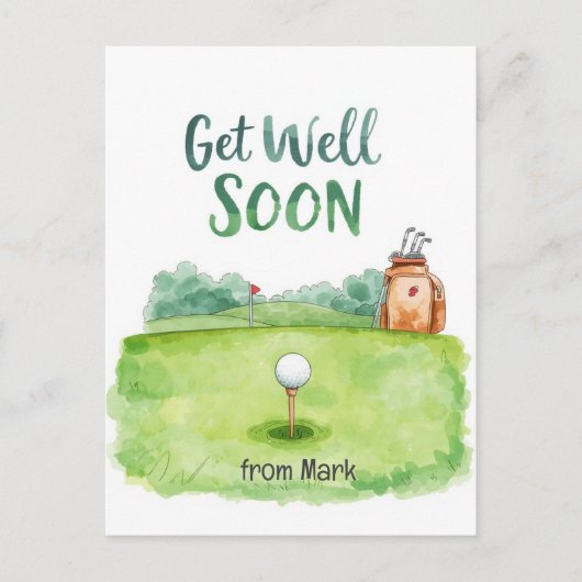 Golf Get Well Soon Kaart – Waterverf Golfbaan (Voorkant)