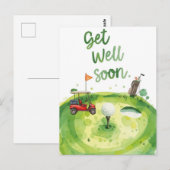 Golf Get Well Soon Kaart – Waterverf Golfbaan (Voorkant / Achterkant)