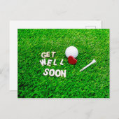 Golf Get Well Soon met golfbal op groene liefde Briefkaart (Voorkant / Achterkant)