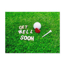 Golf Get Well Soon met golfbal op groene liefde