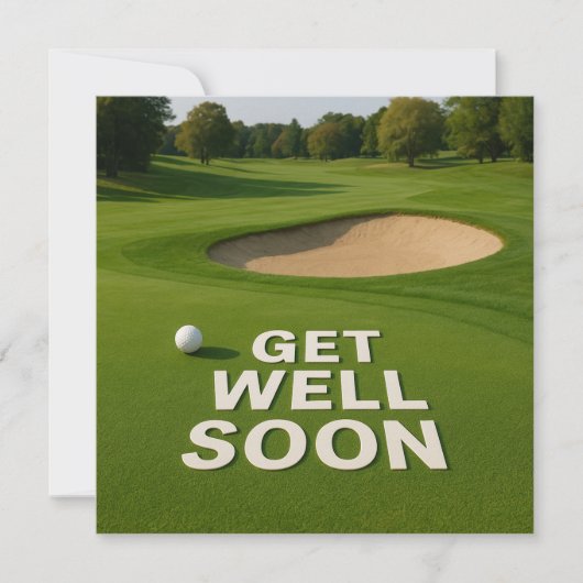 Golf get well soon text near bunker for golfer (Voorkant)