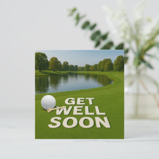 Golf get well soon text near bunker for golfer (Staand voorkant)