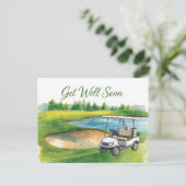 Golf Get well soon with Golf Cart on green Briefkaart (Staand voorkant)