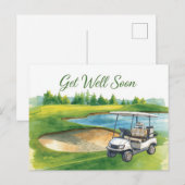 Golf Get well soon with Golf Cart on green Briefkaart (Voorkant / Achterkant)