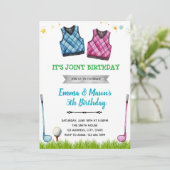 Golf gezamenlijke feestuitnodiging kaart (Staand voorkant)