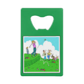 Golf Gift - T-shirt-off & Cartoon. Creditkaart Flessenopener (Voorkant)