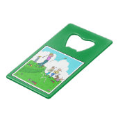 Golf Gift - T-shirt-off & Cartoon. Creditkaart Flessenopener (Voorkant Gekanteld)