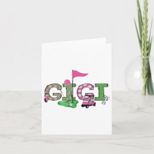 Golf Gigi roze gat in een golf 1e verjaardag meisj Kaart