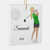 Golf Girl Blonde Hair Keramisch Ornament (Rechts)