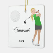 Golf Girl Blonde Hair Keramisch Ornament (Links)