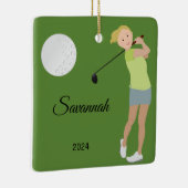 Golf Girl Blonde Keramisch Ornament (Rechts)