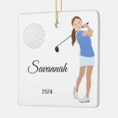 Golf Girl Brown Hair Keramisch Ornament (Links)
