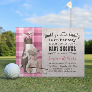 Golf Girl Future Golfer Cute Caddy Baby shower Kaart