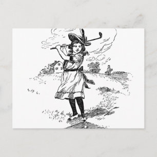 Golf Girl Golfing  kunst Briefkaart