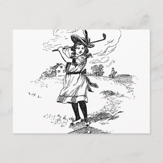 Golf Girl Golfing  kunst Briefkaart (Voorkant)