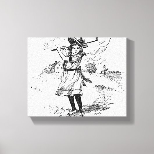 Golf Girl Golfing  kunst Canvas Afdruk (Voorkant)