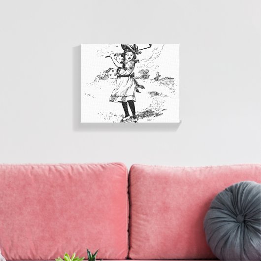 Golf Girl Golfing  kunst Canvas Afdruk (Insitu (Woonkamer))