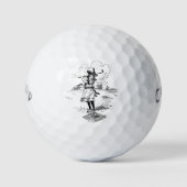 Golf Girl Golfing  kunst Golfballen (Voorkant)