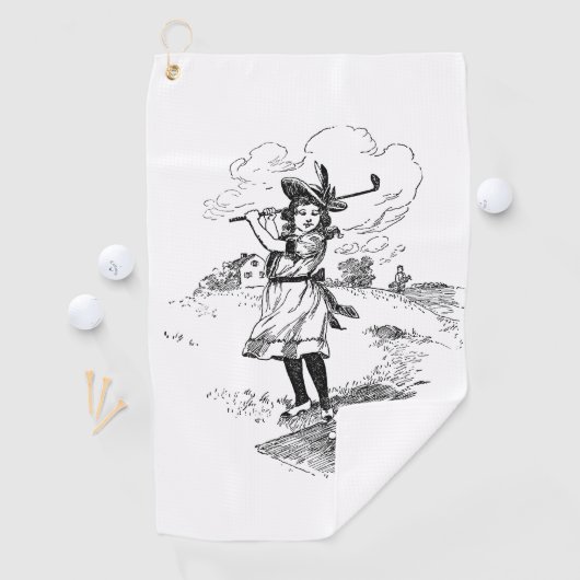 Golf Girl Golfing  kunst Golfhanddoek (Insitu)