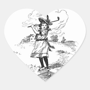 Golf Girl Golfing  kunst Hart Sticker