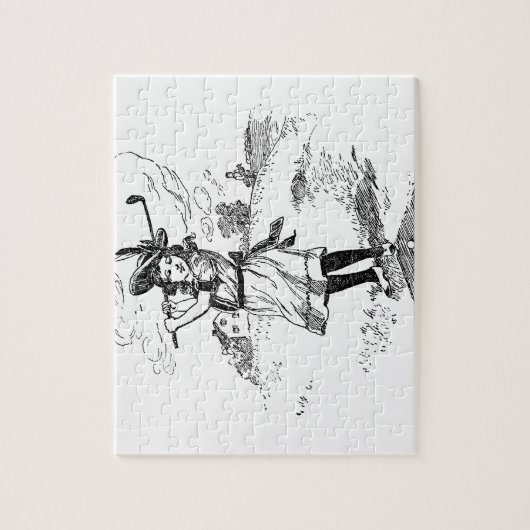 Golf Girl Golfing  kunst Legpuzzel (Verticaal)