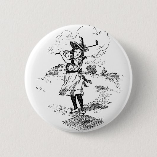 Golf Girl Golfing  kunst Ronde Button 5,7 Cm (Voorkant)