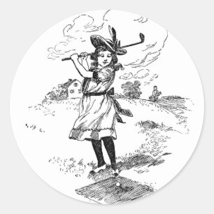 Golf Girl Golfing kunst Ronde Sticker