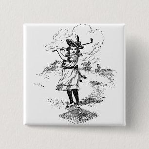 Golf Girl Golfing  kunst Vierkante Button 5,1 Cm