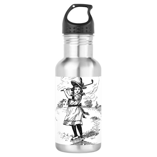 Golf Girl Golfing  kunst Waterfles (Voorkant)