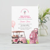 Golf Girl het nieuwste caddie Baby shower Kaart (Staand voorkant)