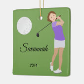 Golf Girl Short Hair Brunette Keramisch Ornament (Links)
