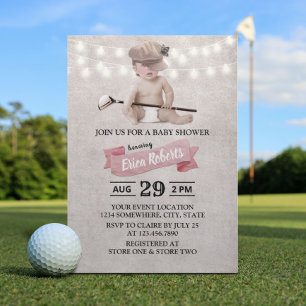 Golf Girl Sport Theme Baby shower Kaart