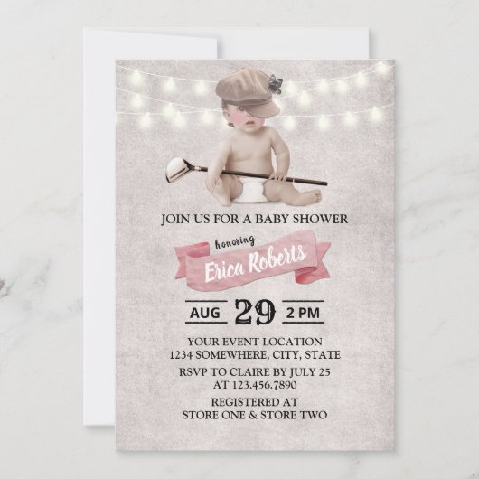  Golf Girl Sport Theme Baby shower Kaart (Voorkant)