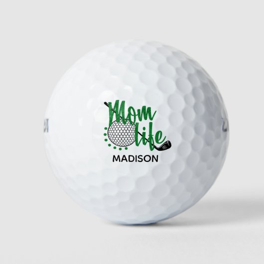 Golf Glitter Ma Life Funny Modern Custom Name Golfballen (Voorkant)