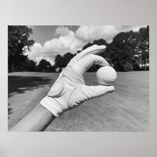 Golf Glove Holding Ball op Fairway Poster (Voorkant)