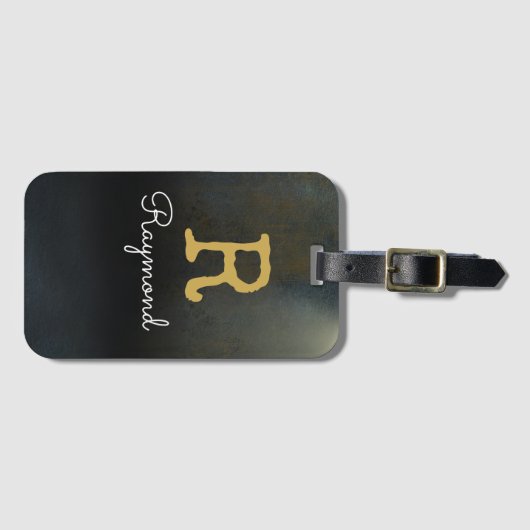 Golf Gold Monogram Initiaal en naam zwart Bagagelabel (Voorkant (horizontaal))