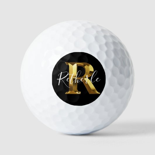 Golf Golden monogram naam & initiaal golfballen (Voorkant)