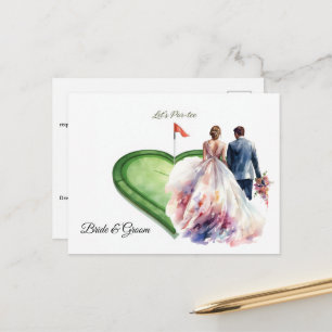 Golf golf vlag op hartvorm op putting green briefkaart