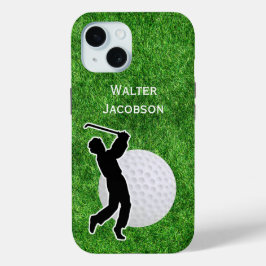 Golf - Golfbal en Speler Silhouet iPhone 15 Case