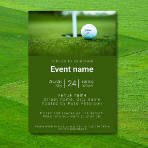 Golf golfclub golfer evenement verjaardagsuitnodig kaart