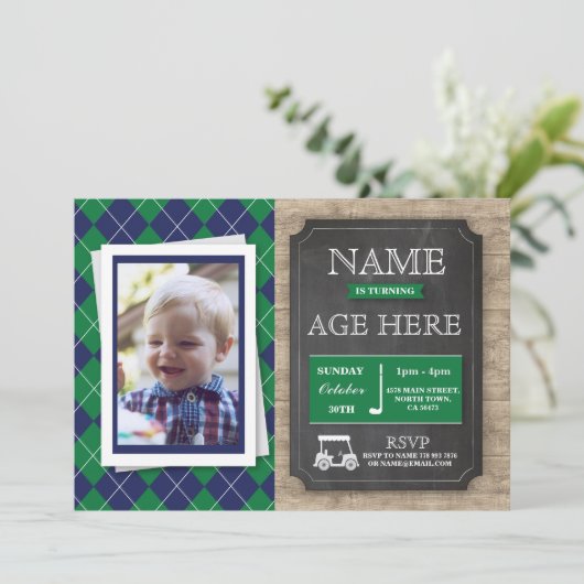 Golf Golfen Elke Leeftijd Verjaardagsfeest Foto Ui Kaart (Staand voorkant)