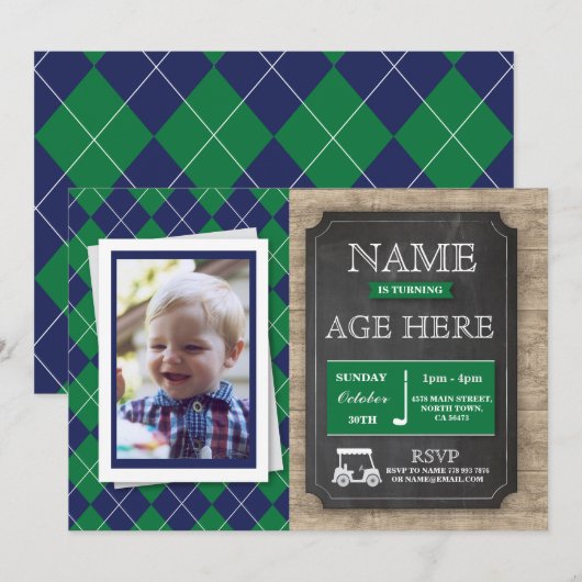 Golf Golfen Elke Leeftijd Verjaardagsfeest Foto Ui Kaart (Voorkant / Achterkant)