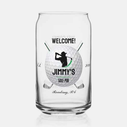Golf Golfen Golfer Ball Clubs Bierblik Glas (Achterkant)