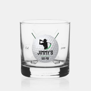 Golf Golfen Golfer Ball Clubs Rocks Drinkware Whisky Glas