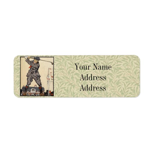Golf Golfer Antiek Vintage Golfen Etiket (Voorkant)